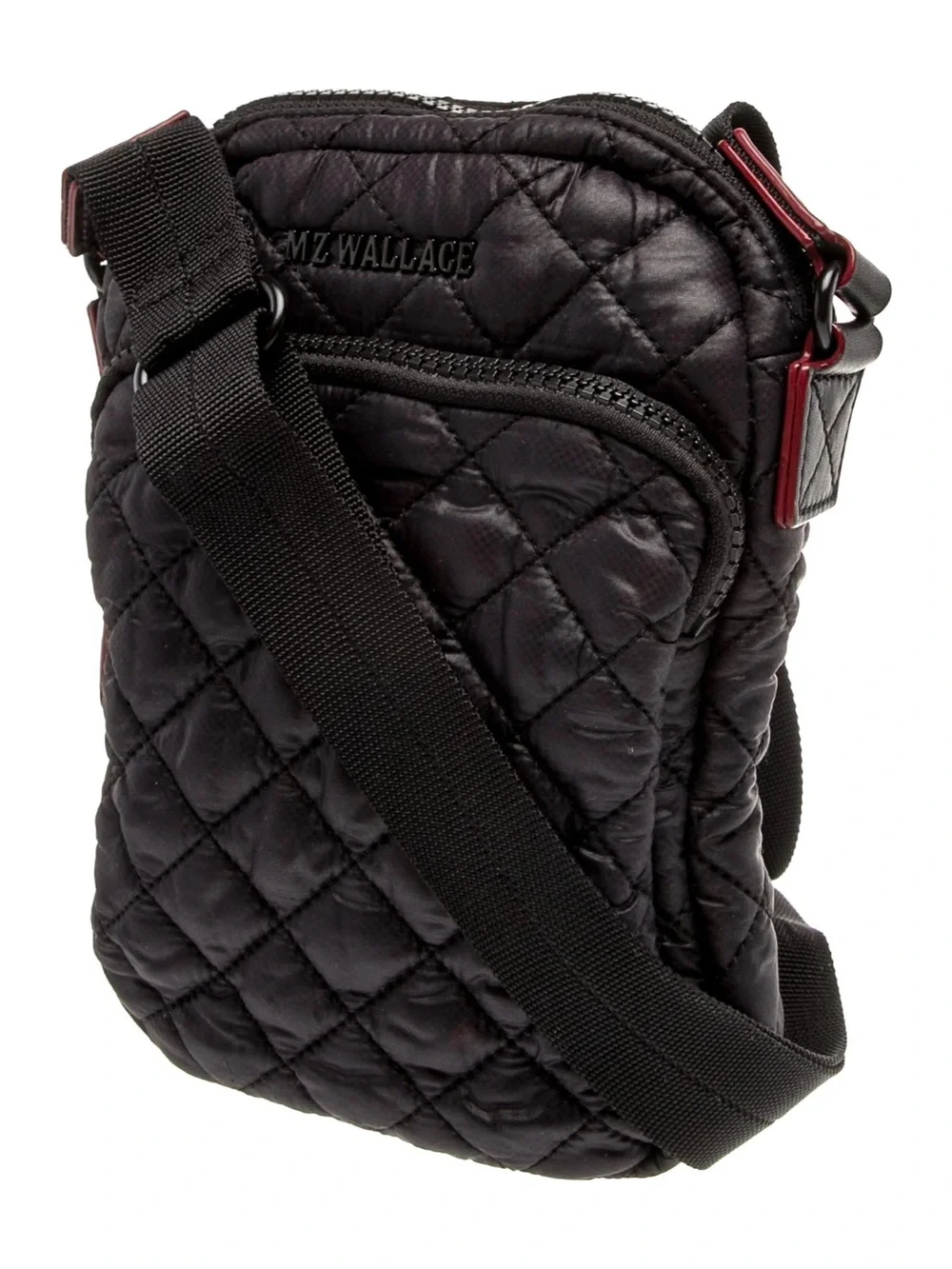 MZ Wallace Black Quilted Belt Micro Bag with Red Trim